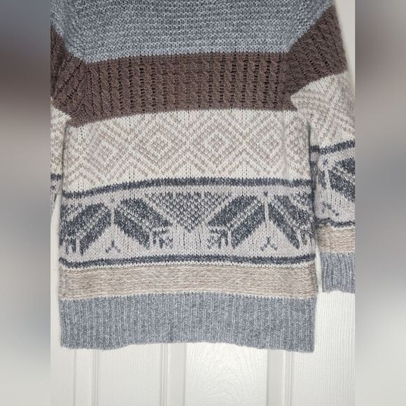 Old Navy L Gray White Brown Knitted Lngslv WOOL Blend Buttons Up Women Cardigan - Picture 8 of 8